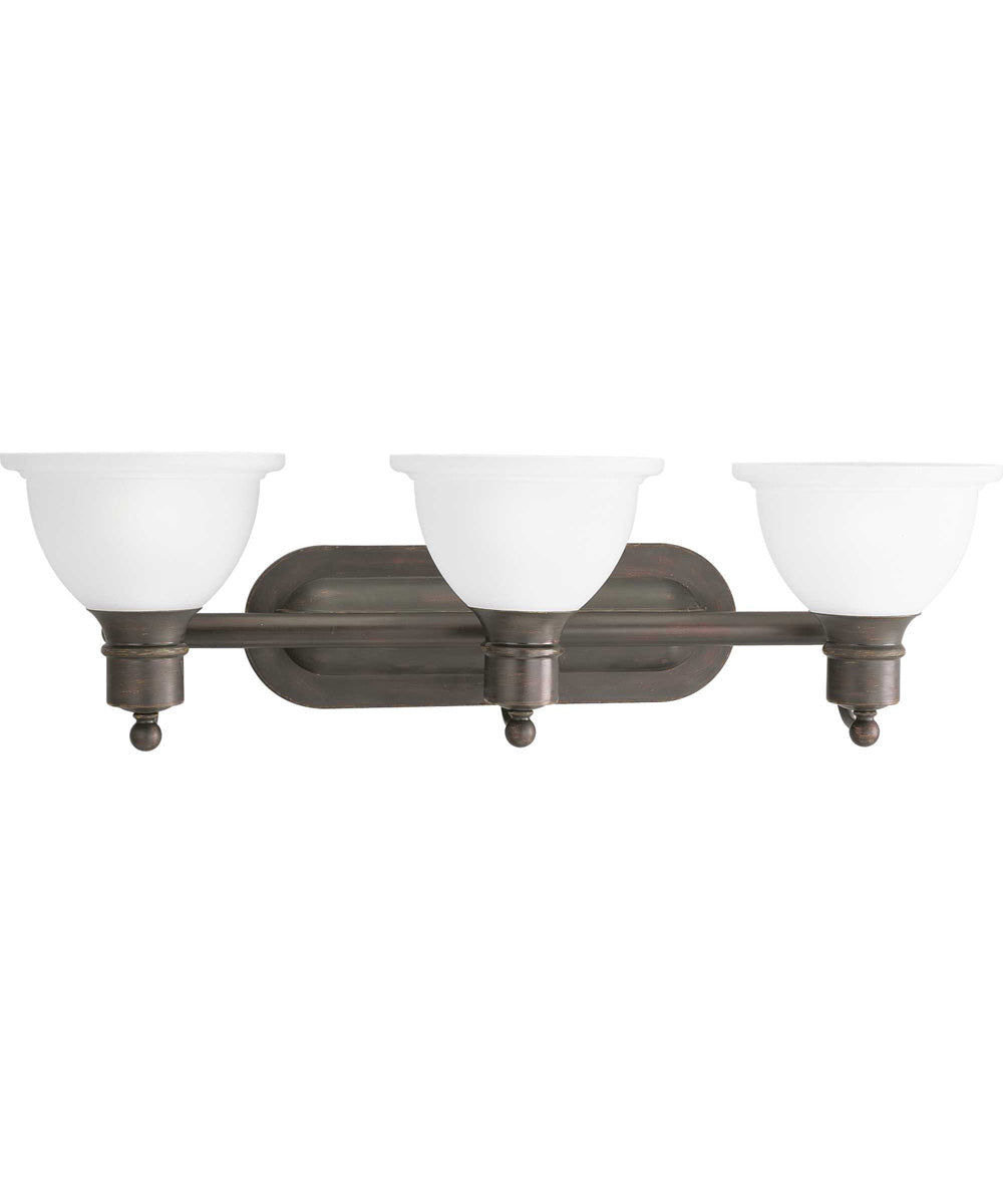 Madison 3-Light Etched Glass Traditional Bath Vanity Light Antique Bronze