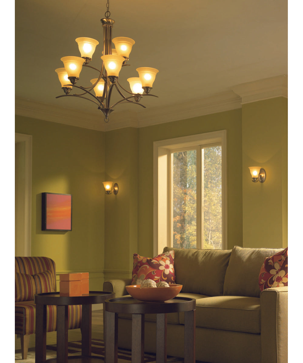 Trinity 1-Light Etched Glass Traditional Bath Vanity Light Brushed Nickel