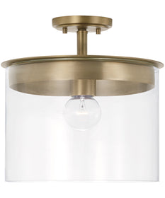 Mason 1-Light Dual-Mount Semi-Flush/Pendant Mount In Aged Brass