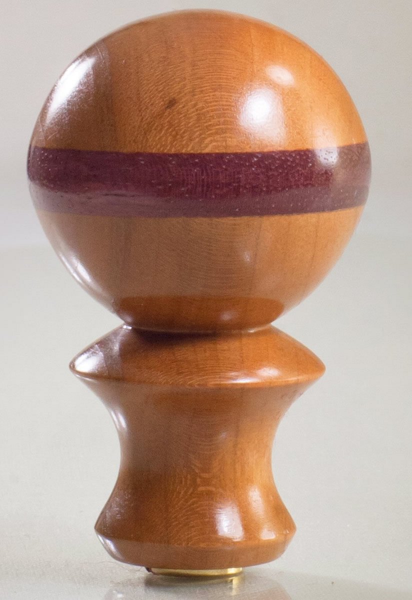 2"H Cherry and Purple Heart Ball Finial Tung Oil