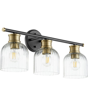 Monarch 3-light Bath Vanity Light Noir w/ Aged Brass