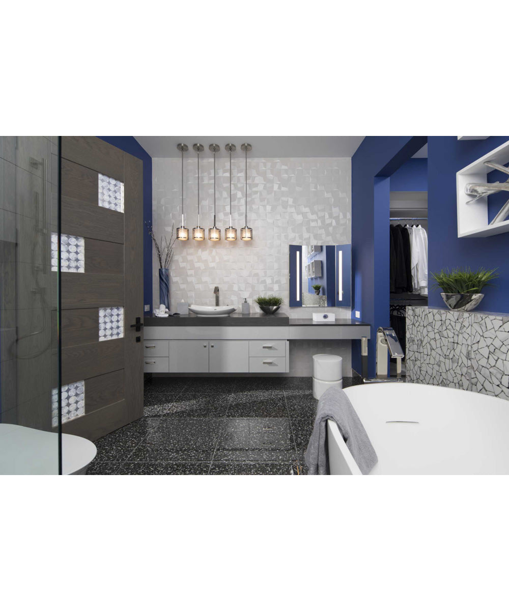 Mingle 1-Light Etched Parchment Glass Global Mini-Pendant Light Brushed Nickel