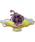 Purple Flower On Plate Handcrafted Art Glass