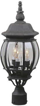 22"H French Style 3-Light Outdoor Post Mount Matte Black