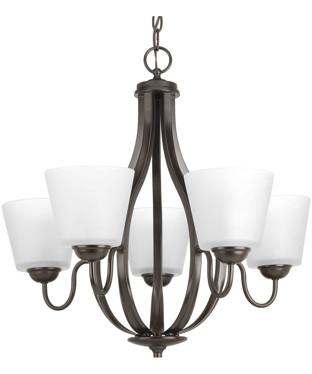 Arden 5-Light Etched Glass Farmhouse Chandelier Light Antique Bronze