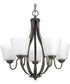 Arden 5-Light Etched Glass Farmhouse Chandelier Light Antique Bronze