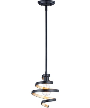8"W Twister 1-Light Mini Pendant Black / Gold