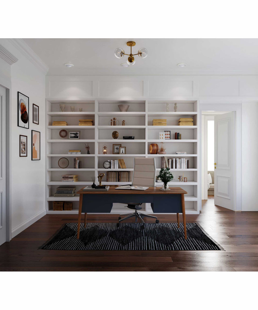 Atwell 3-Light Mid-Century Modern Semi-Flush Mount Brushed Bronze