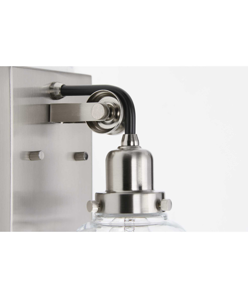 Rushton 1-Light Clear Glass Farmhouse Bath Vanity Light Brushed Nickel