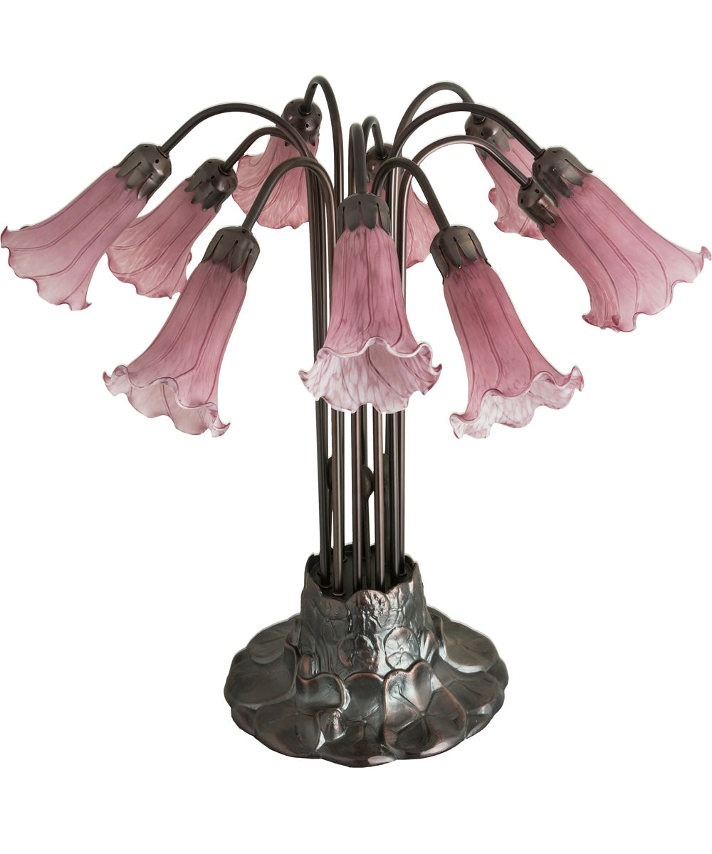 22"H Cranberry Pond lily 10 Light Table Lamp