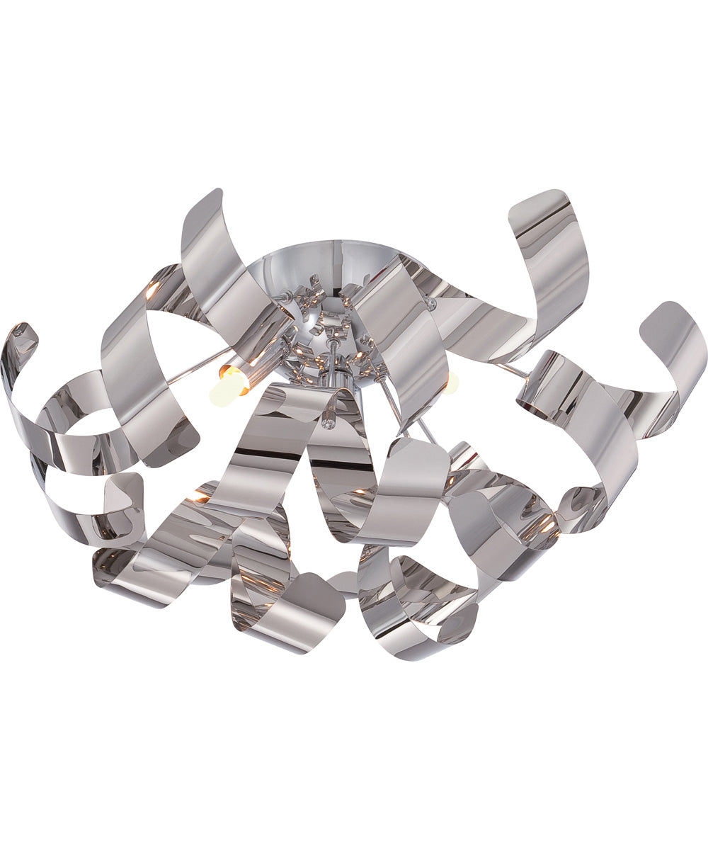 Ribbons Large 4-light Flush Mount Polished Chrome