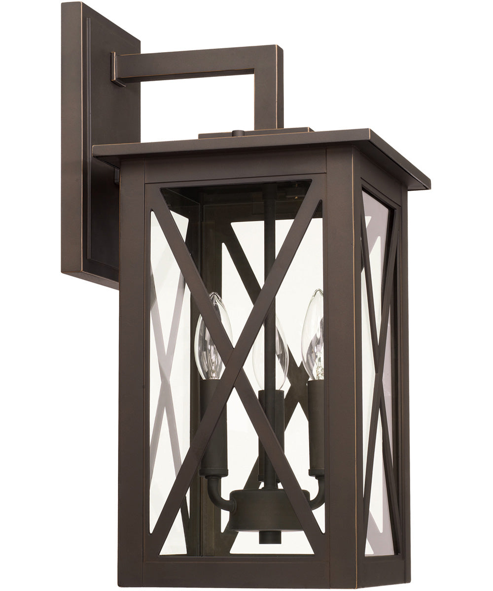 Avondale 3-Light Outdoor Wall Mount Rain or Shine - Oiled Bronze with Clear Glass