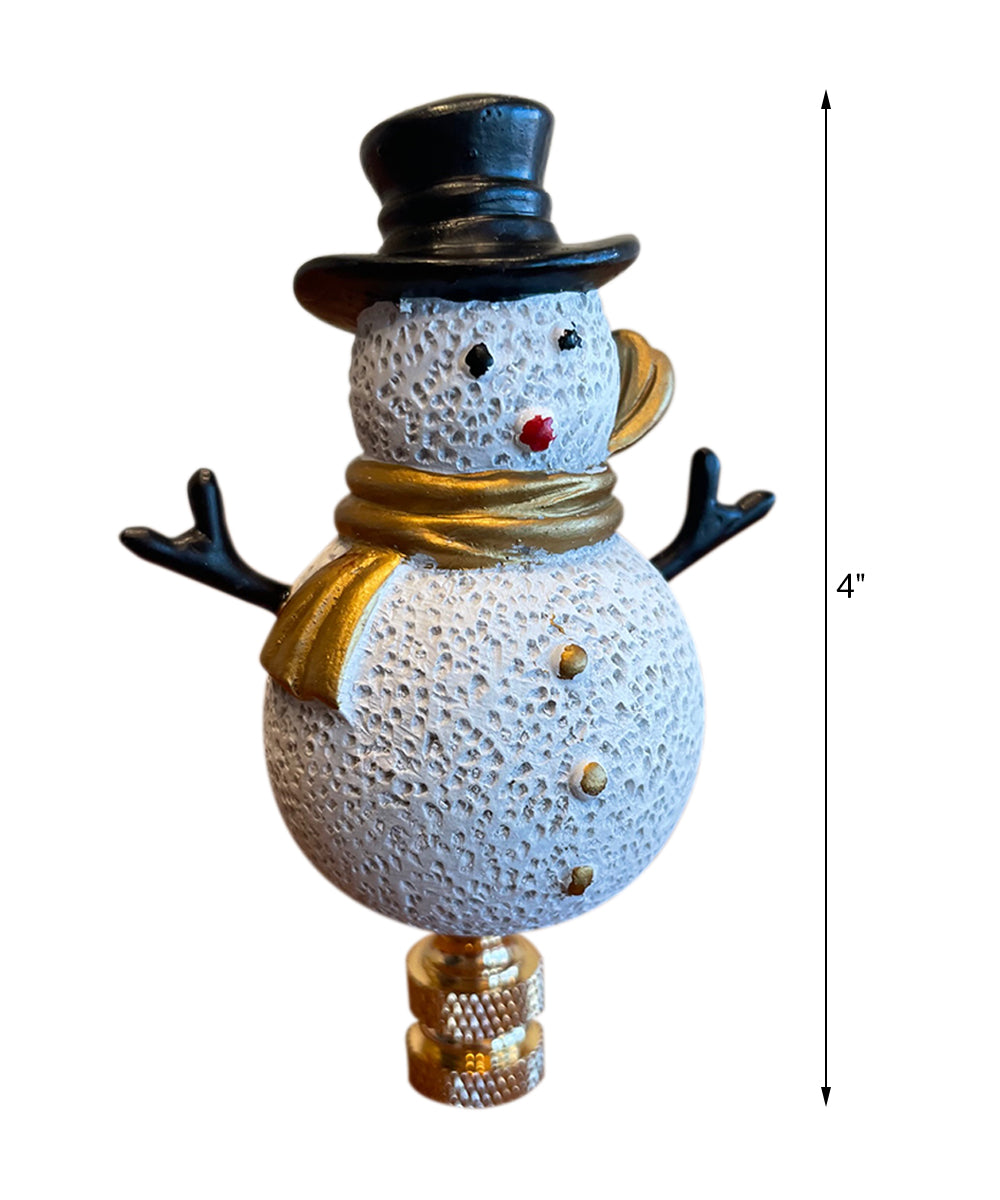 3.7"H Silver and Gold Christmas Snowman Polished Brass Base Lamp Finial