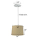 14" W 2 Light Pendant Sand Linen Shade with Diffuser, White Cord