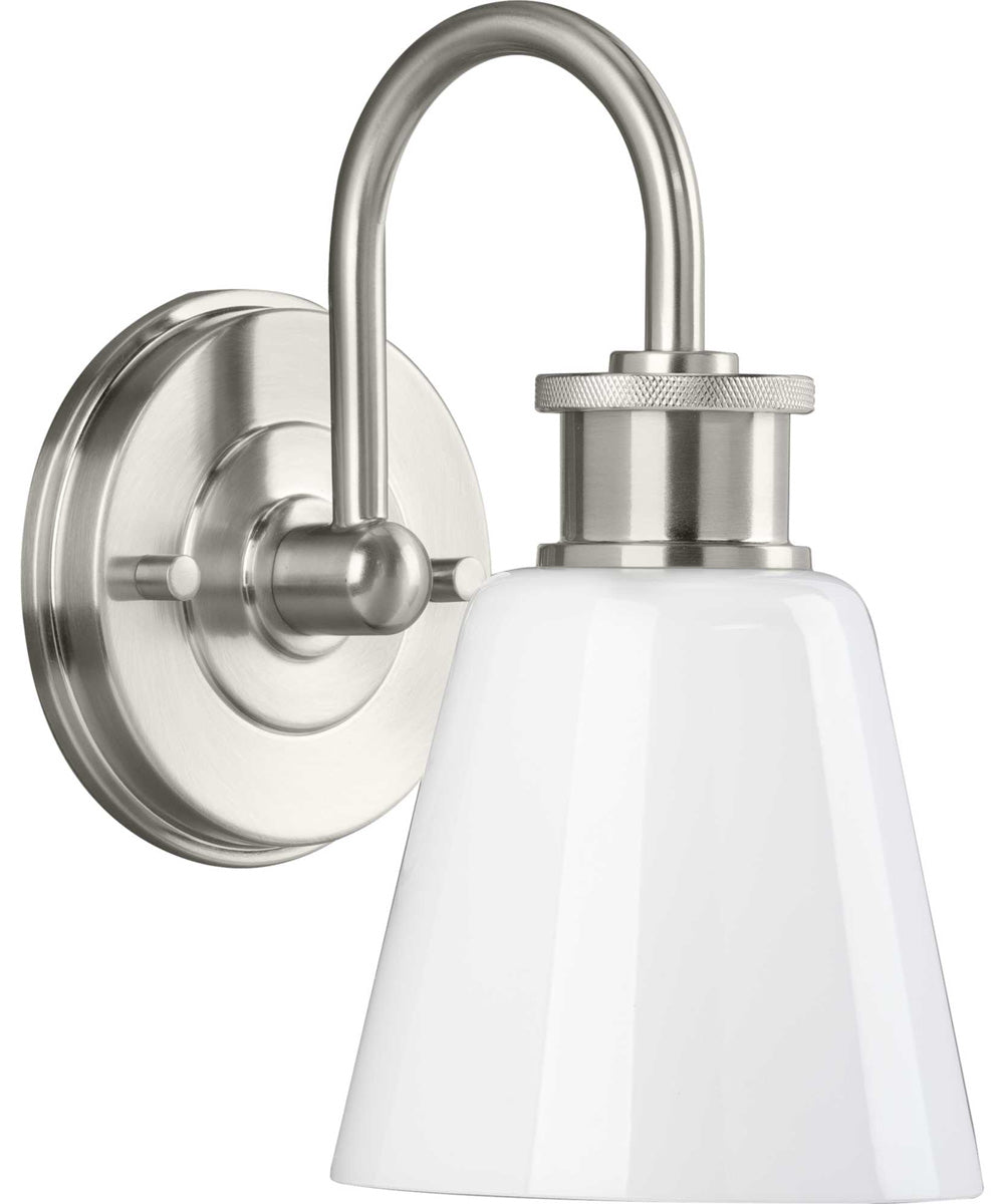 Ashford 1-Light Opal Glass Farmhouse Style Bath Vanity Wall Light Brushed Nickel