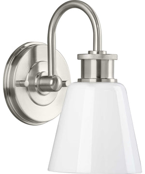Ashford 1-Light Opal Glass Farmhouse Style Bath Vanity Wall Light Brushed Nickel