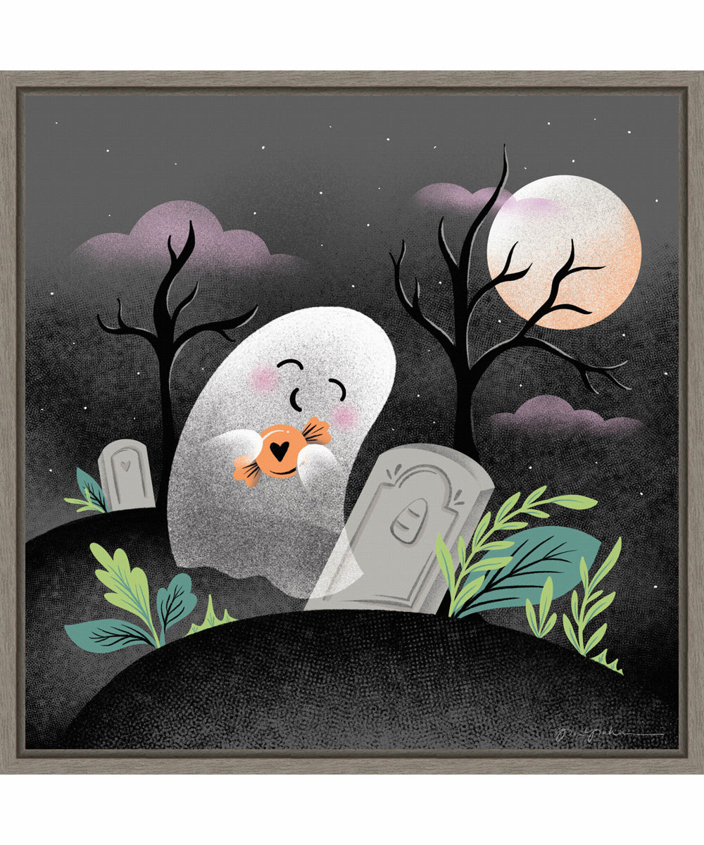 Framed Hocus Pocus Halloween IV by Gia Graham Canvas Wall Art Print (22  W x 22  H), Sylvie Greywash Frame