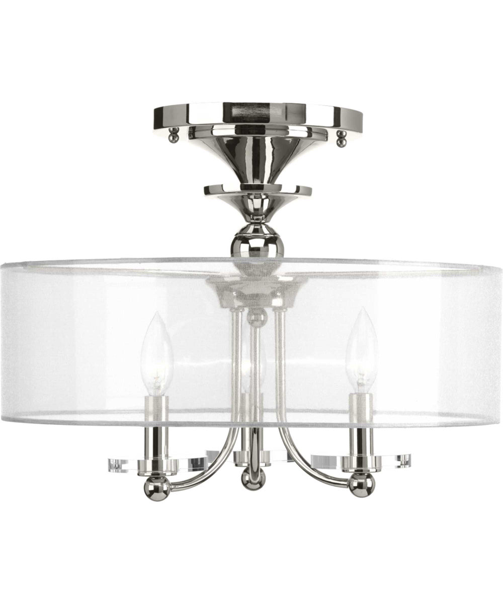 Marche' 3-Light Semi-Flush Convertible Polished Nickel