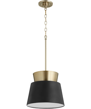 12"W 1-light Pendant Noir / Aged Brass