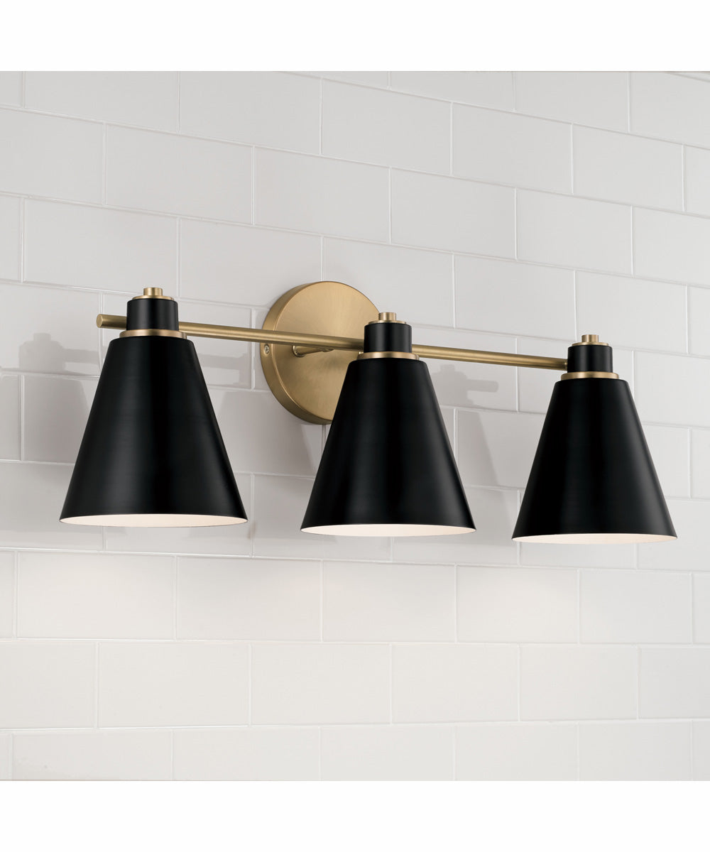 Bradley 3-Light Vanity Aged Brass and Black