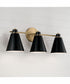Bradley 3-Light Vanity Aged Brass and Black