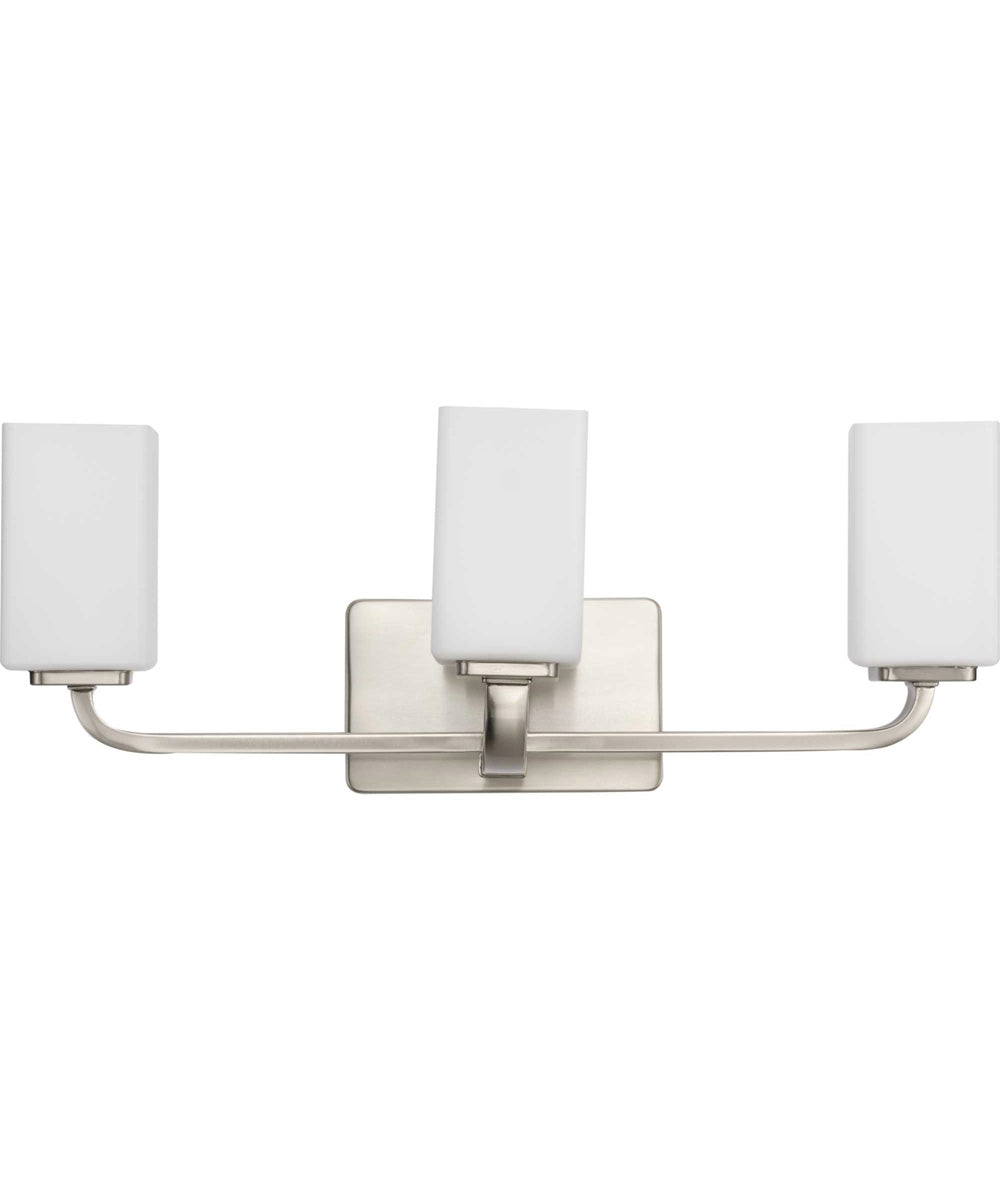 Cowan 3-Light Modern Etched Opal Glass Bath Vanity Light Brushed Nickel
