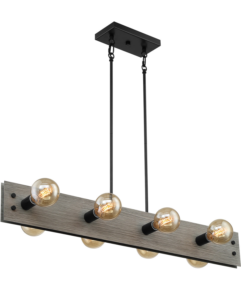 40"W Stella 8-Light Pendant Driftwood / Black Accents