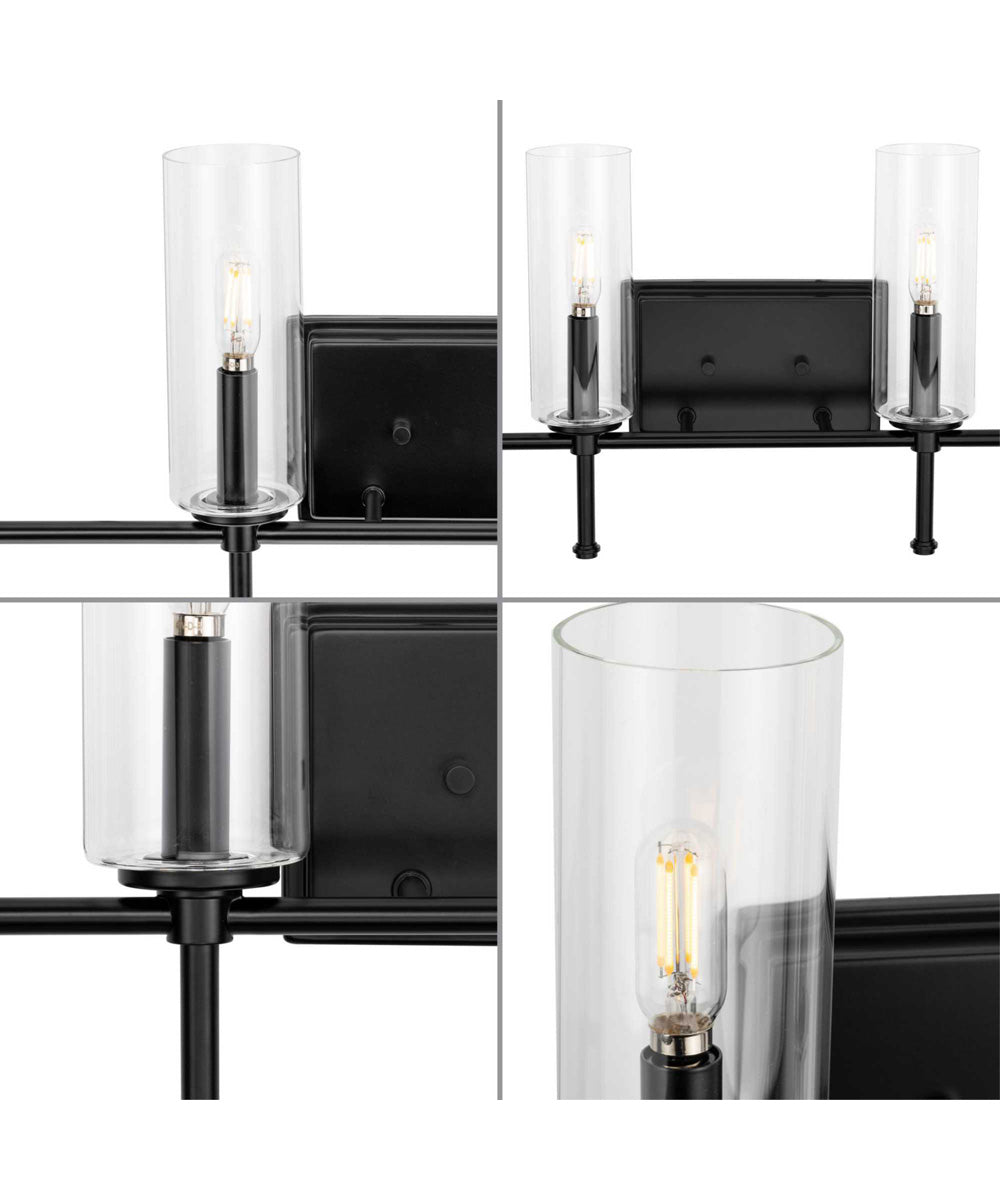Elara 4-Light New Traditional Clear Glass Bath Vanity Light Matte Black