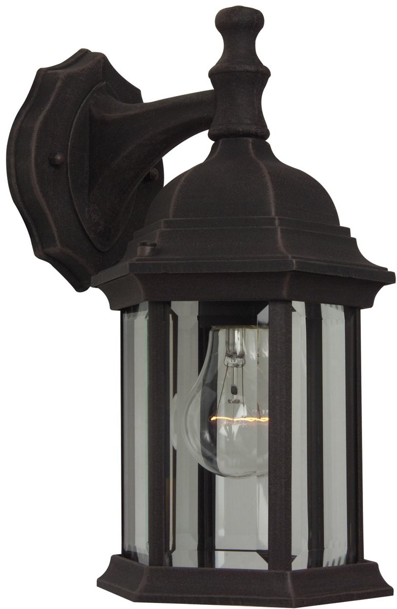 12"H Hex Style 1-Light Outdoor Wall Light Rust