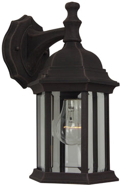 12"H Hex Style 1-Light Outdoor Wall Light Rust