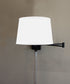 Dimmable Swing Arm Wall Light Bronze Brown Finish with White Linen Lampshade - For Bedside, Living Room, Reading Chair