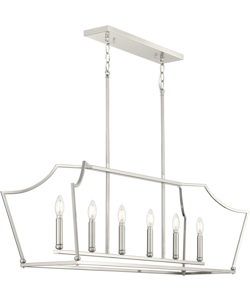 Parkhurst 6-Light New Traditional  Linear Island Chandelier Light Brushed Nickel