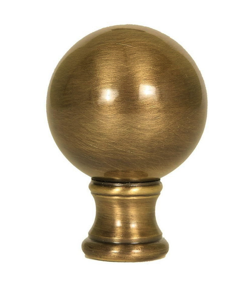 Sphere Lamp Finial Antique Brass 1.75"h