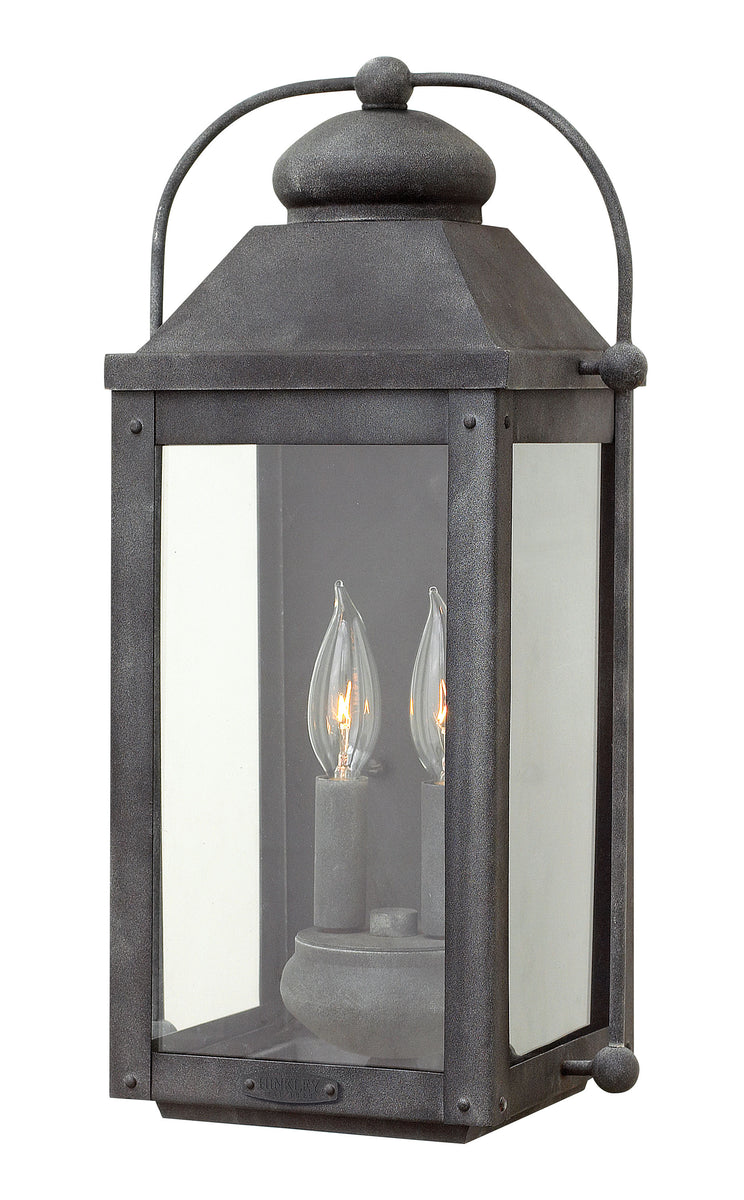 18"H Anchorage 2-Light LED Medium Outdoor Wall Light in Aged Zinc