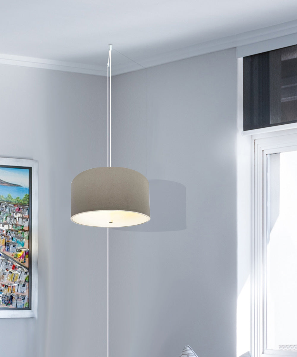 2 Light Swag Plug-In Pendant 14"w Light Oatmeal with Diffuser, White Cord