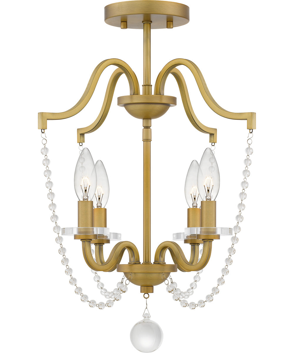 Sunday Medium 4-light Semi Flush Mount Aged Brass