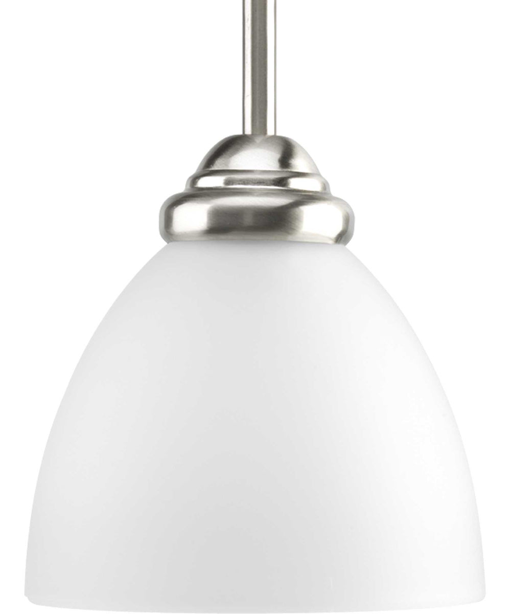 Heart 1-Light Etched Glass Traditional Mini-Pendant Light Brushed Nickel