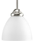 Heart 1-Light Etched Glass Traditional Mini-Pendant Light Brushed Nickel