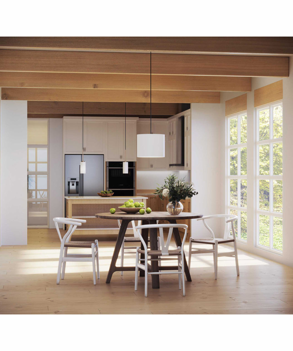 Markor 1-Light White Linen Shade Transitional Pendant Brushed Nickel;Matte Black;Vintage Brass