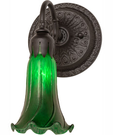 5.5" Wide Green Tiffany Pond Lily Wall Sconce