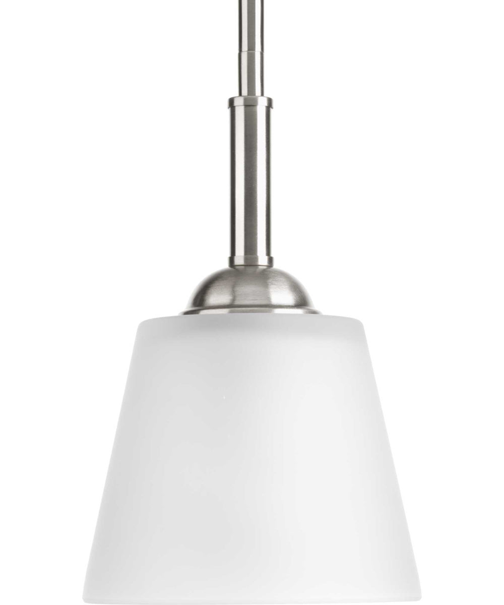 Arden 1-Light Etched Glass Farmhouse Mini-Pendant Light Brushed Nickel