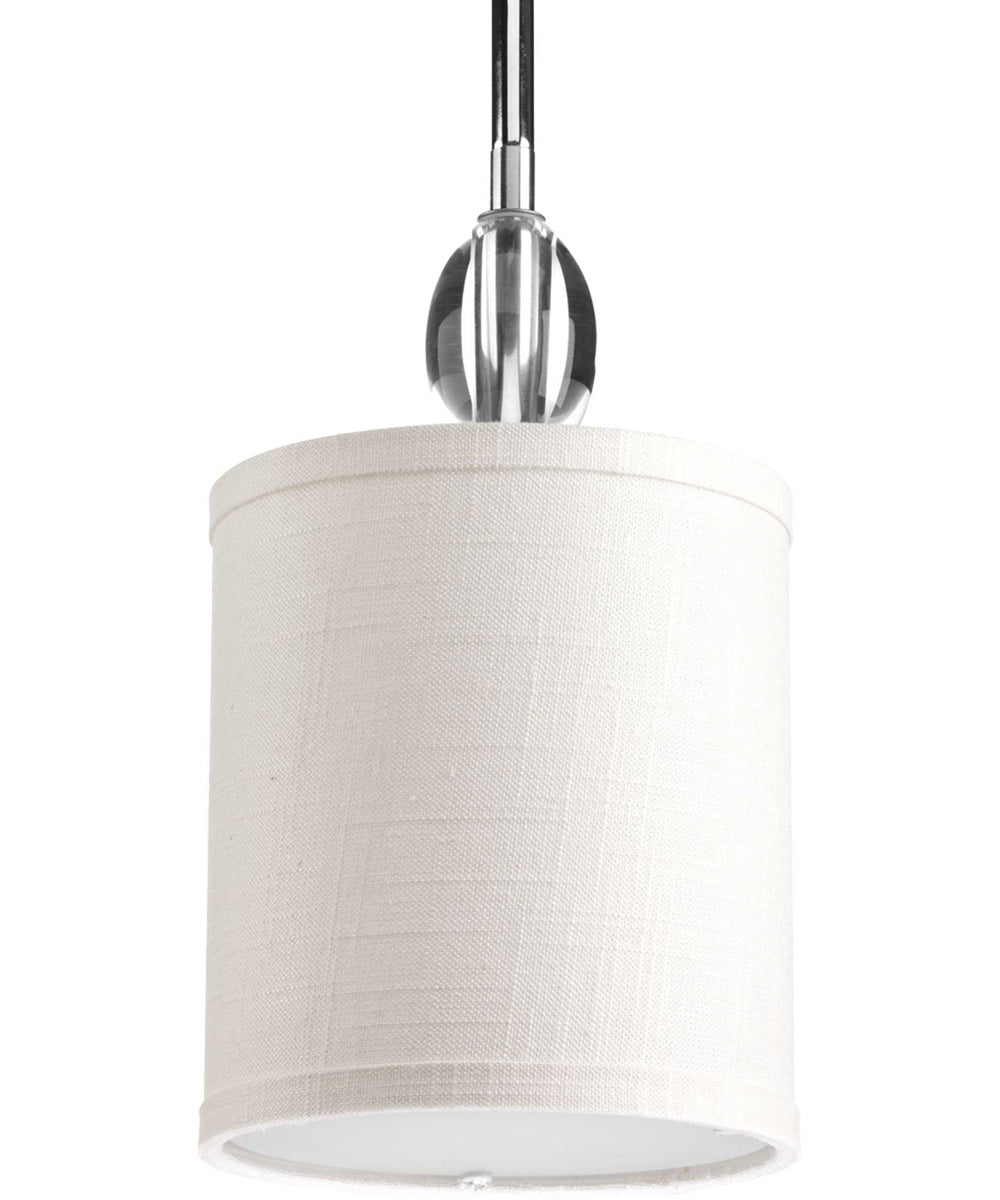 Status 1-Light Off-White textured Shade Coastal Mini-Pendant Light Polished Chrome