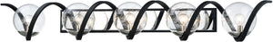 49"W Curlicue 5-Light Bath Vanity Black / Polished Nickel