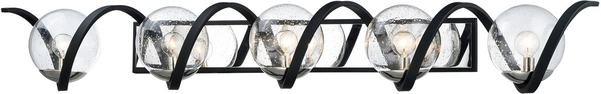 49"W Curlicue 5-Light Bath Vanity Black / Polished Nickel