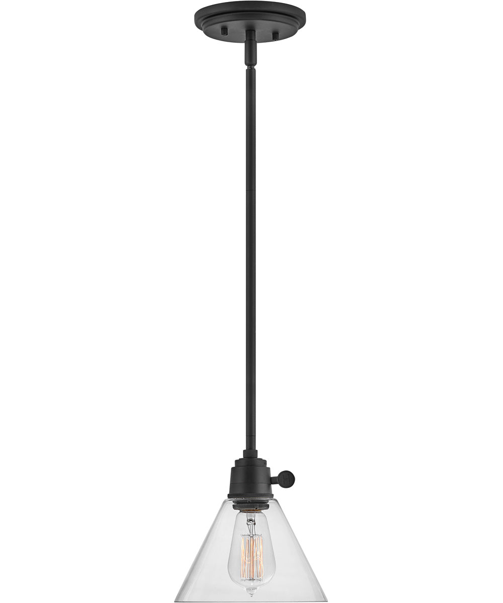 Arti 1-Light Small Pendant in Black with Clear glass