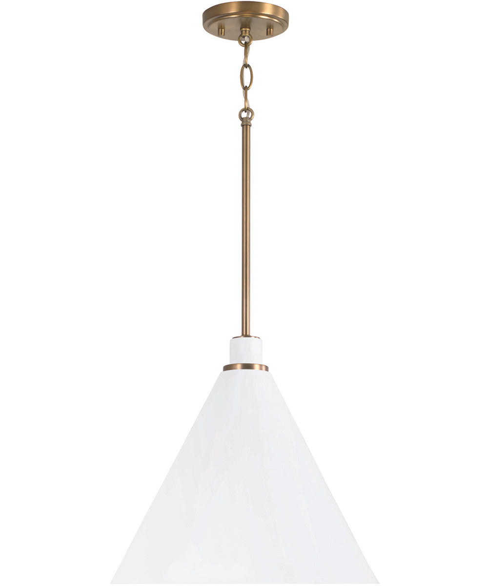 Bradley 1-Light Pendant Aged Brass and White