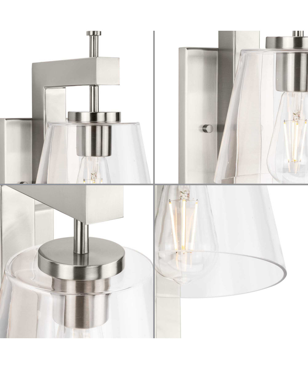 Saffert 1-Light New Traditional Clear Glass Wall Light Brushed Nickel