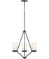 Elevate 3-Light Etched White Glass Mid-Century Modern Chandelier Light Matte Black