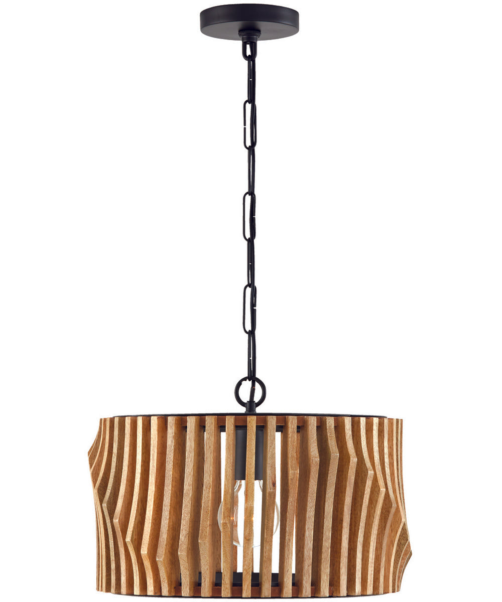 Archer 1-Light Semi-Flush Light Wood and Matte Black