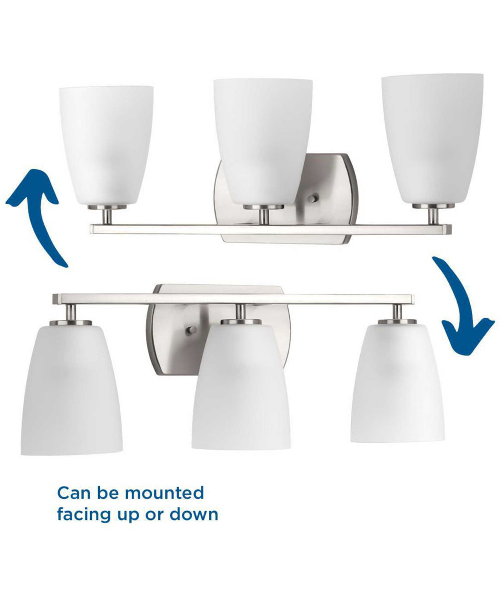 Leap 3-Light Etched Glass Modern Bath Vanity Light Brushed Nickel